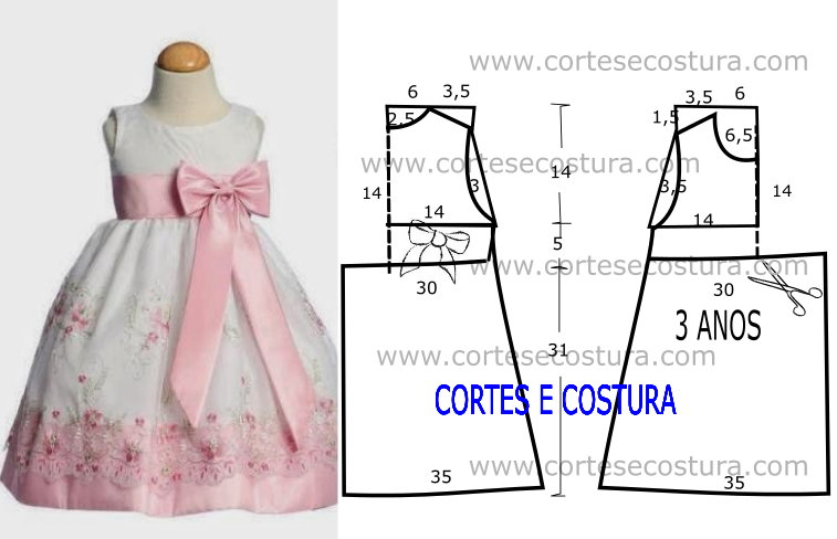 VESTIDO DE CRIANÇA COM MEDIDAS