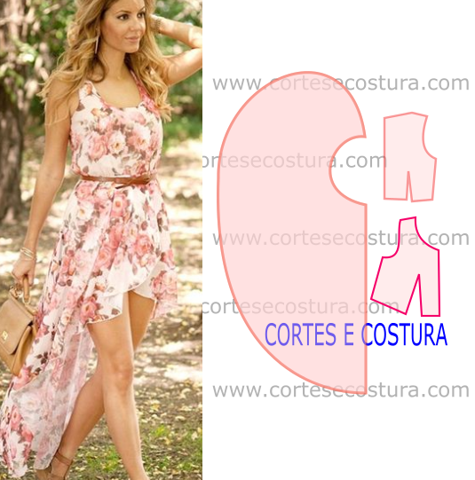 vestido assimétrico florido