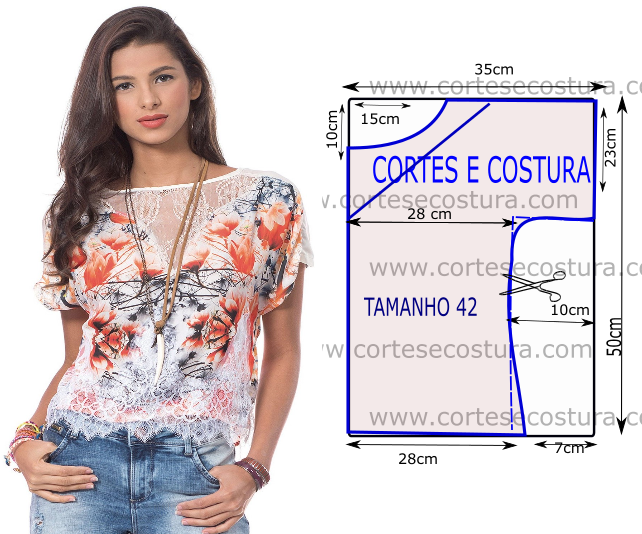 blusa com renda branca