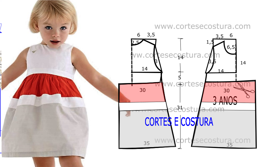 molde de vestido infantil